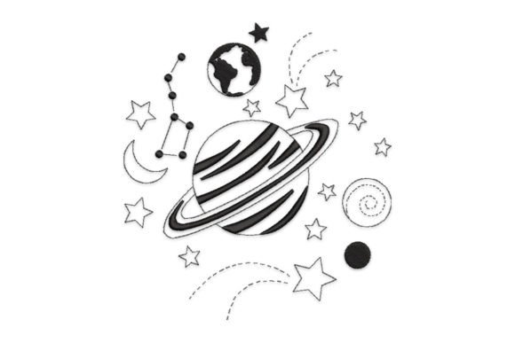 Planet Space Embroidery Design
