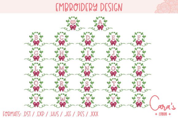 Small Wreath Alphabet Embroidery Design