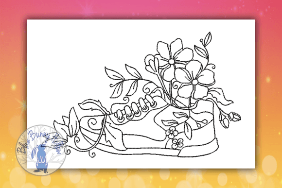 Spring Sneaker 1: A Charming Redwork Embroidery Design