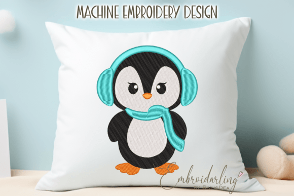 Winter Penguin Embroidery Design